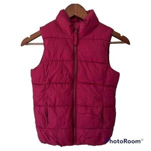 Old Navy Burgundy Sleeveless Puffer Vest, Zip Front, 2 Pockets, M (8)